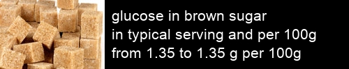 glucose in brown sugar information and values per serving and 100g